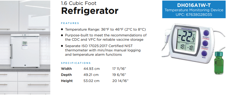 Danby Dh032A1W-T 3.2 Cf Medical Refrigerator Digitatemp