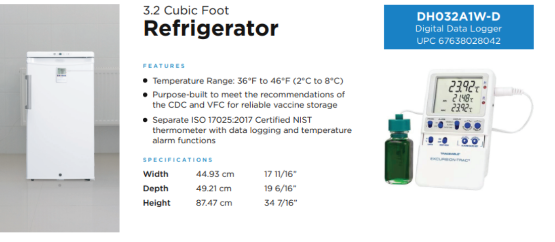 Danby Dh016A1W-D 1.6 Cf Medical Refrigerator Ddl Nist