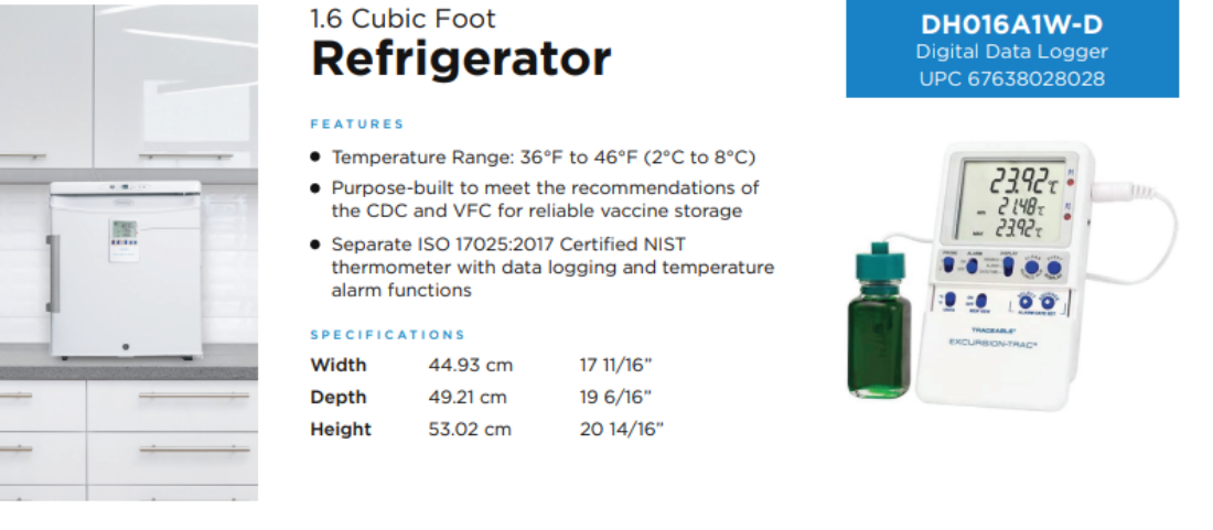 Danby Dh016A1W-D 1.6 Cf Medical Refrigerator Ddl Nist