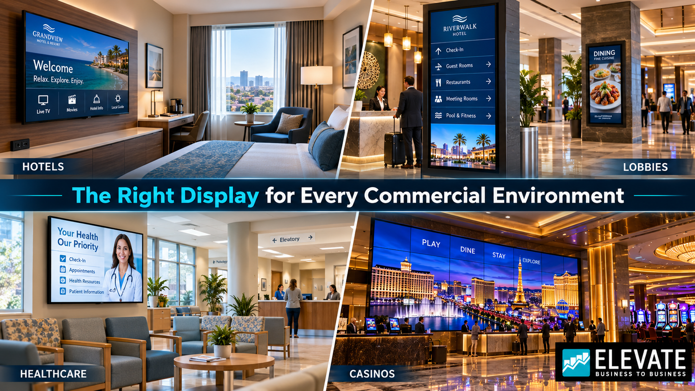 Digital Signage and a Commercial TV: Key Differences for Hotels and Businesses Digital Signage And A Commercial Tv